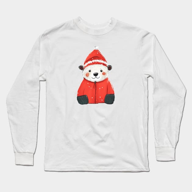 Christmas Santa Bear Long Sleeve T-Shirt by swagmaven